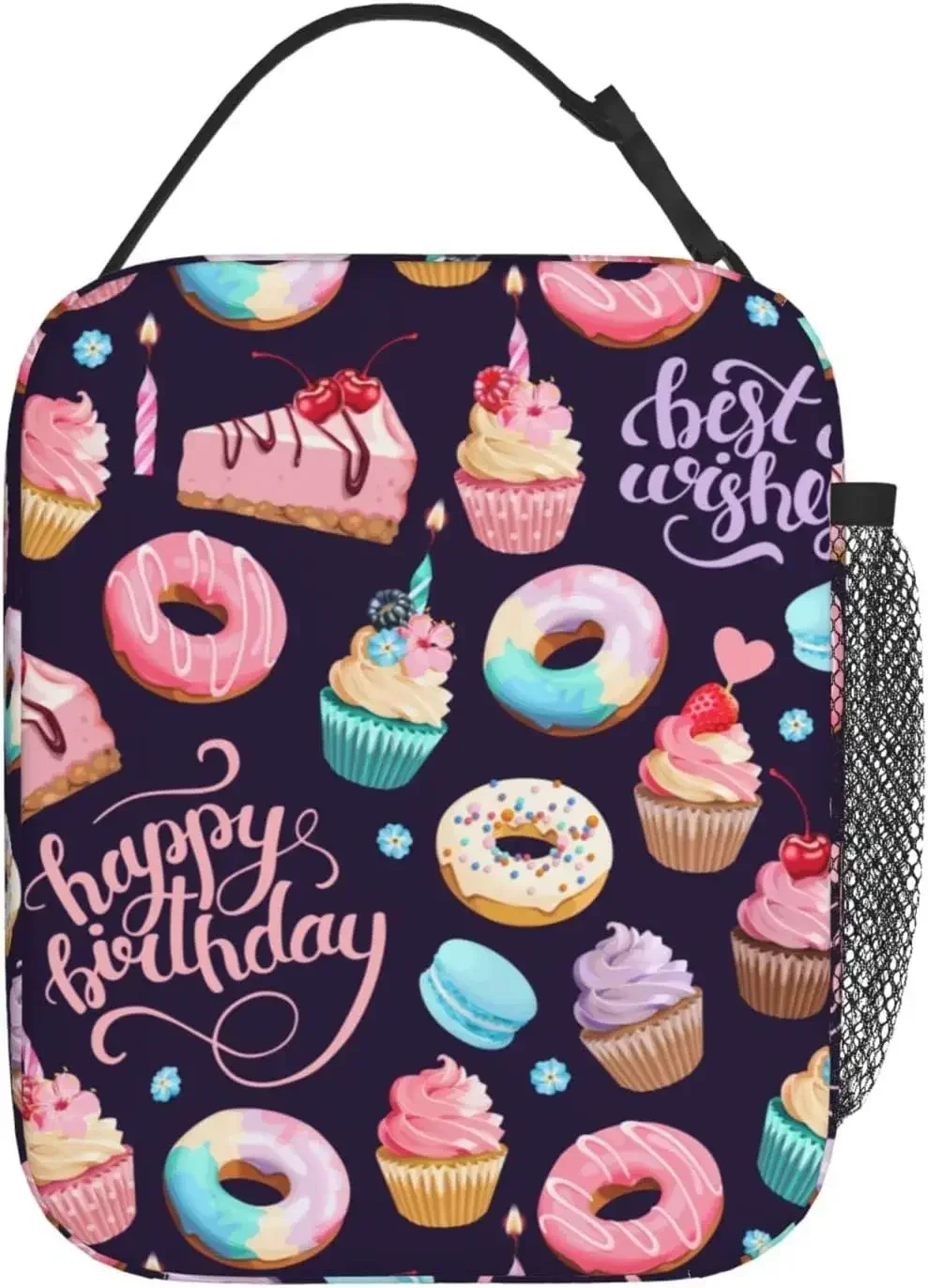 Cute Cupcakes Donuts Lunch Bags for Men Women Reusable Insulated Thermal Lunch Box Portable Tote Bag Cooler Picnic Bag