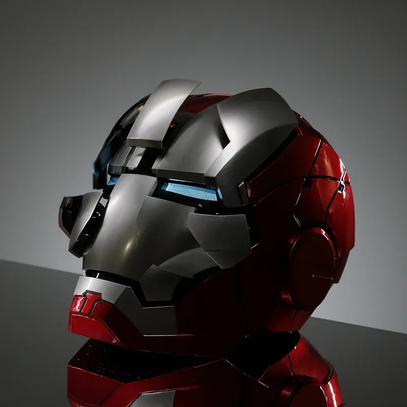 Anime Marvel Mk5 Iron Man casco máscara Control de voz 4 piezas apertura cierre chino inglés luminoso acción Figureshalloween juguete