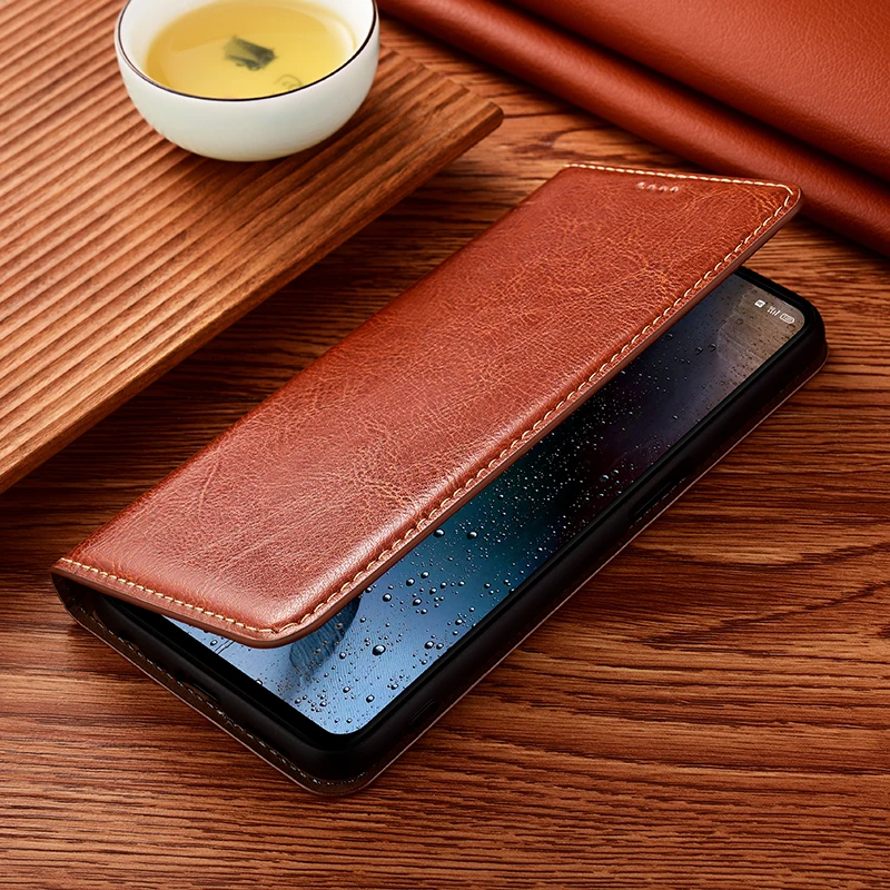 Phone Case For XiaoMi Redmi Note 11 11T 11S 11SE 11E 11R Pro Plus 4G 5G Crazy Horse Genuine Leather Magnetic Flip Cover
