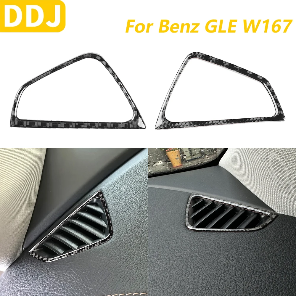 For Mercedes-Benz W167 GLE 300 350 400 450 2019-2024 Carbon Fiber Car Accessories Defogging Air Outlet Vent Cover Trim Sticker
