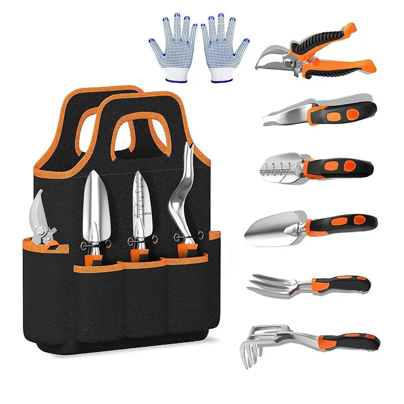 Garden Tool Set Aluminum Heavy Duty Durable Gardening Tool Kit with Carry Bag for Indoor Outdoor Farming