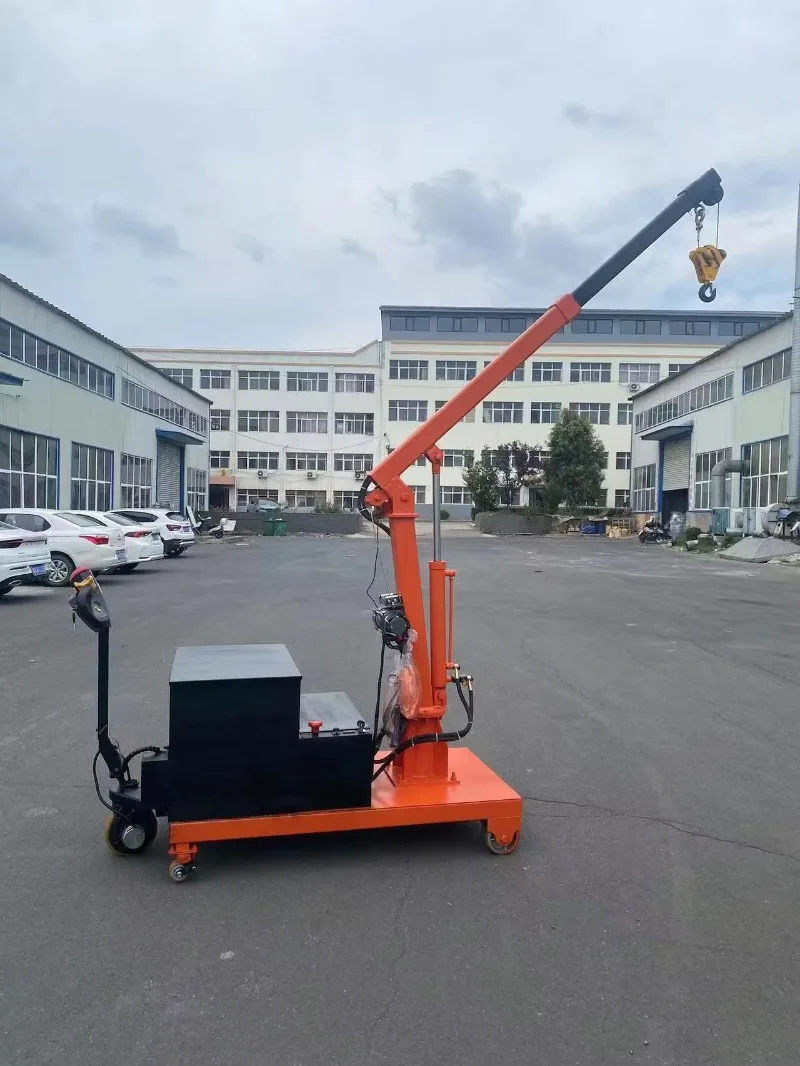 Full Electric Hydraulic Crane 2-ton Cantilever Rotating Hand Push Mobile Pallet Truck Small Crane Lifting Equipment