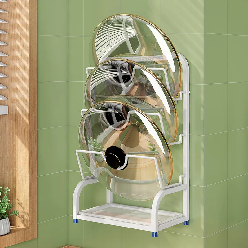 AOLIVIYA Kitchen Storage Rack Multi Layer Trolley Cart Pot Lid Cutting Board Wall Unit Stand