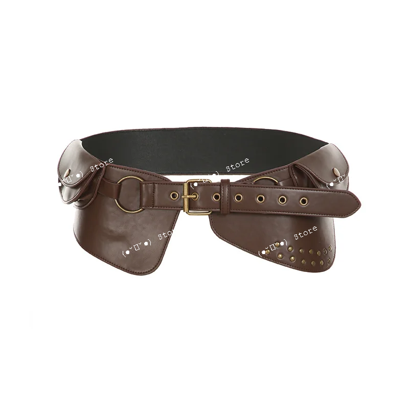 

WISH retro mini oval bag with rivets, perforated waist belt, spicy girl fashion, personalized waist bag, matching accessories