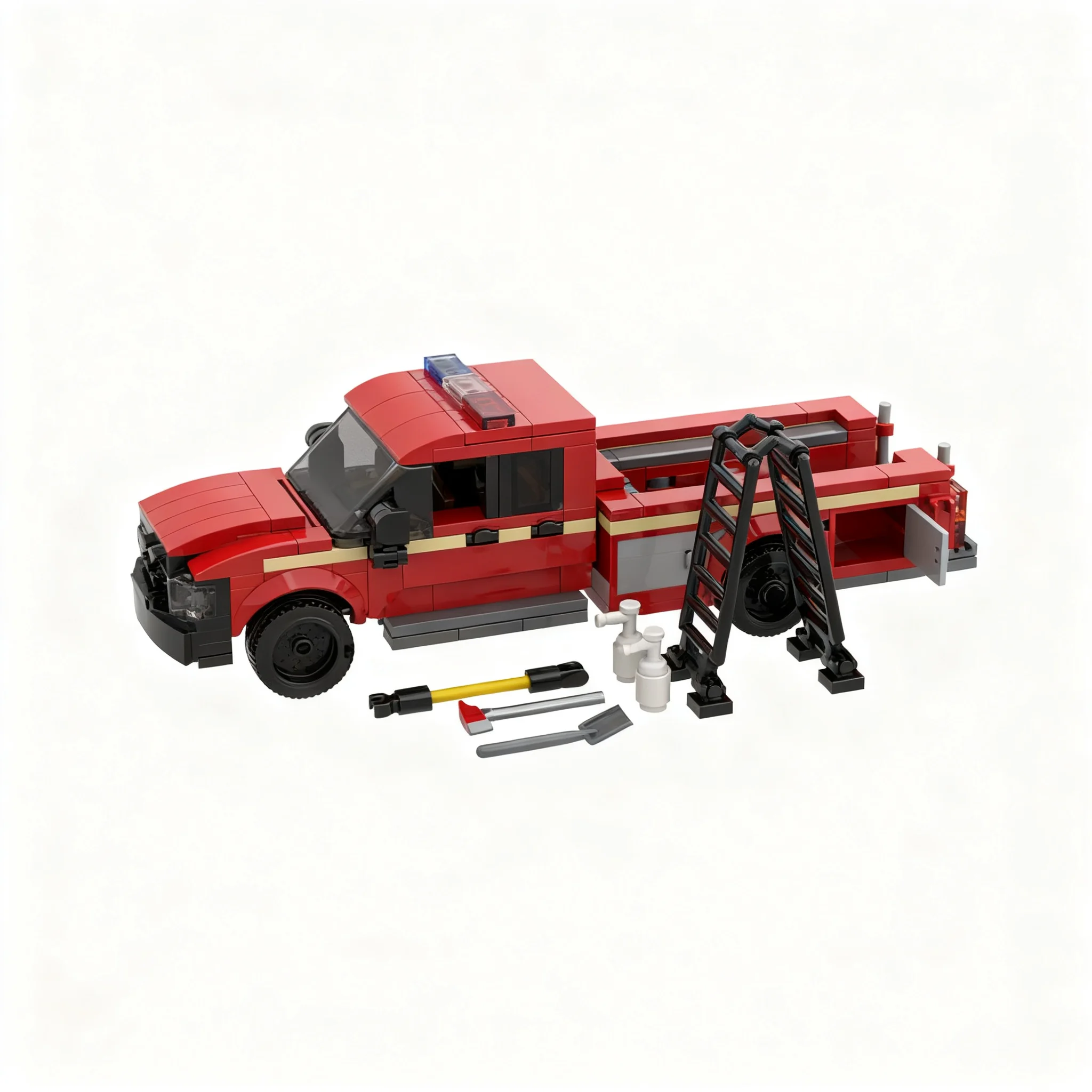325pcs MOC City Fire Dodge RAM Fire Utility Vehicle Model Building Blocks Architecture Education 3D Collection Idea Art Creative
