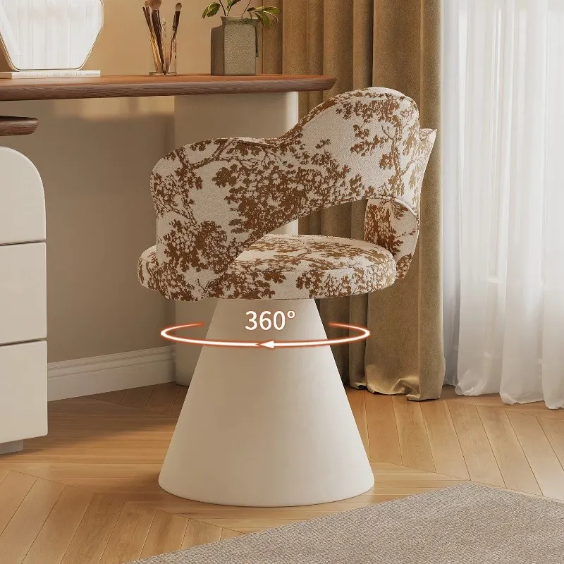 Yellow Nordic Makeup Vanity Chair Back Upgrade Cute Designer Makeup Vanity Chair Comfy Round Silla Tocador Bedroom Furniture