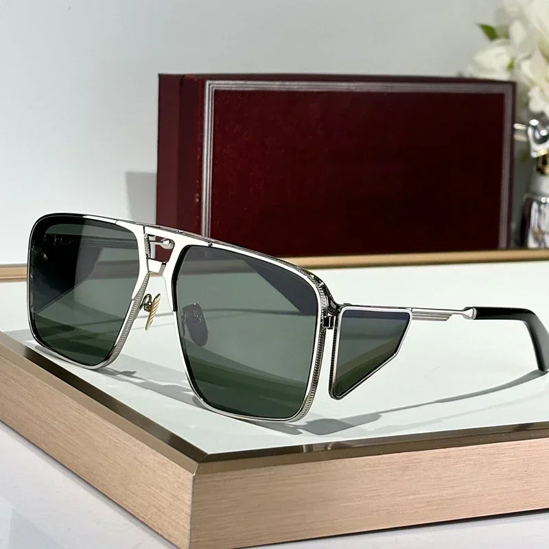 

ASSEN Double Bridge Alloy Square Sunglasses Side lens for Men and Women High Quality Brand Designer UV400 Eyeglasses with Case