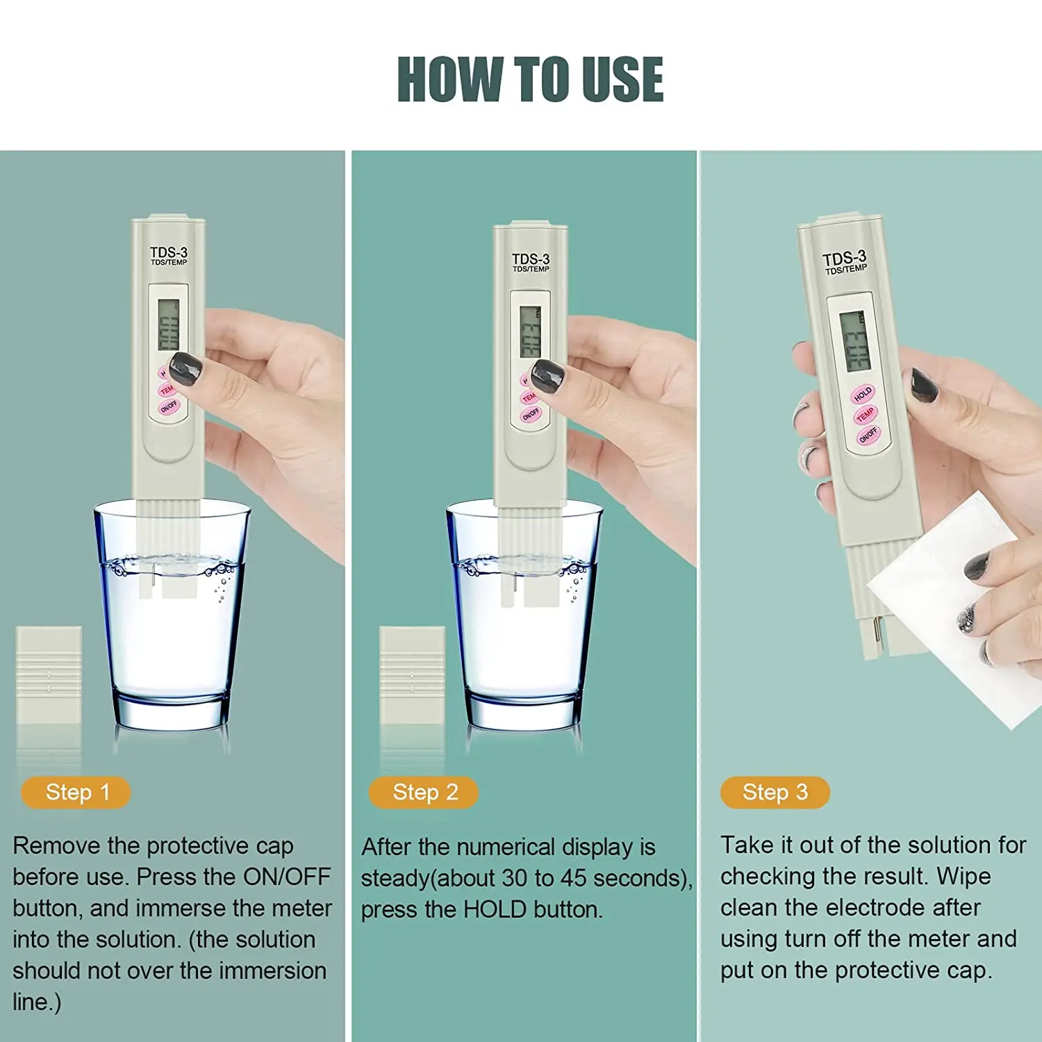 Digital TDS Meter Water Tester PPM Water Quality Pen Measuring Range 0-9999 PPM Ideal for Aquariums Hydroponics Drinking