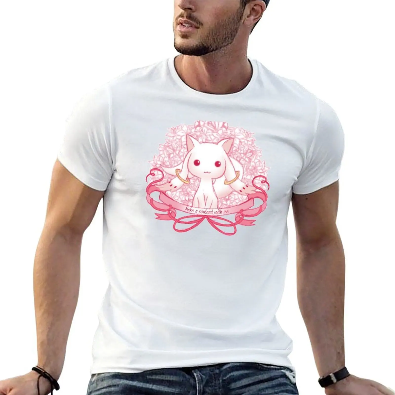 Camiseta Kyubey, camisetas para hombre, paquete de camisetas divertidas de algodón, camiseta de algodón para hombre, camiseta de algodón