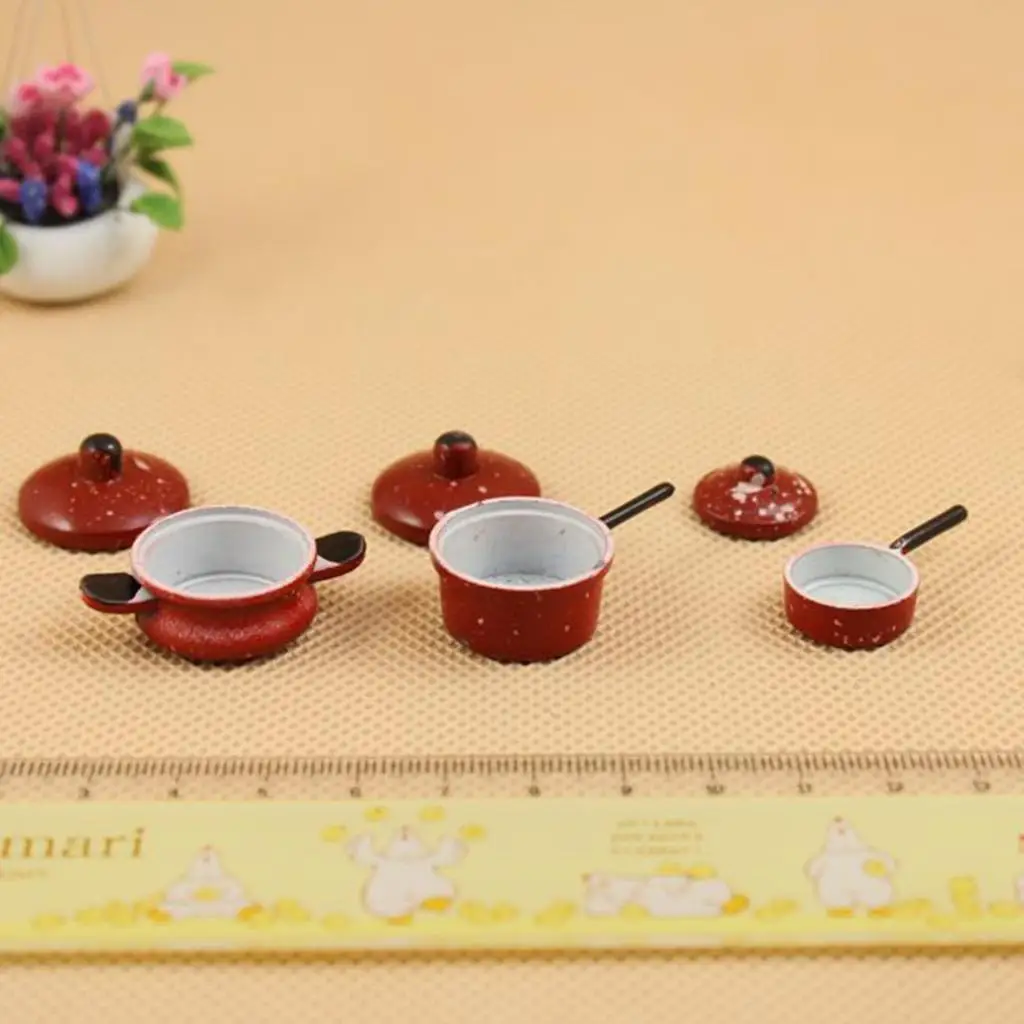 3Pcs 1/12 Scale Doll House Miniature Cookware Spotted Rooms Mini