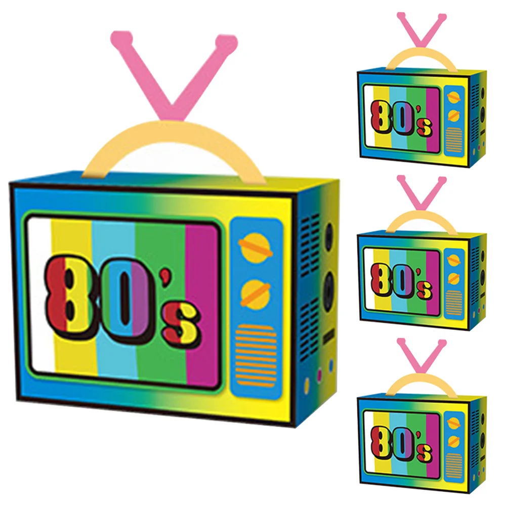 

8pcs 80s Party Favor Boxes TV Shape Treat Goodie Candy Paper Boxes Retro Radio Decorations 1980s Theme Birthday Party Supplies