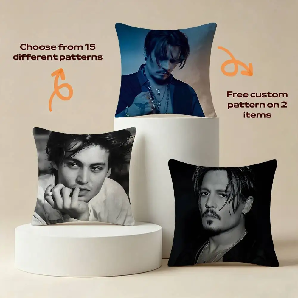 The C-Captain J-Johnny Depp Square Sofa Pillow Cover Solid Color Living Room Home Decor Cushion Case