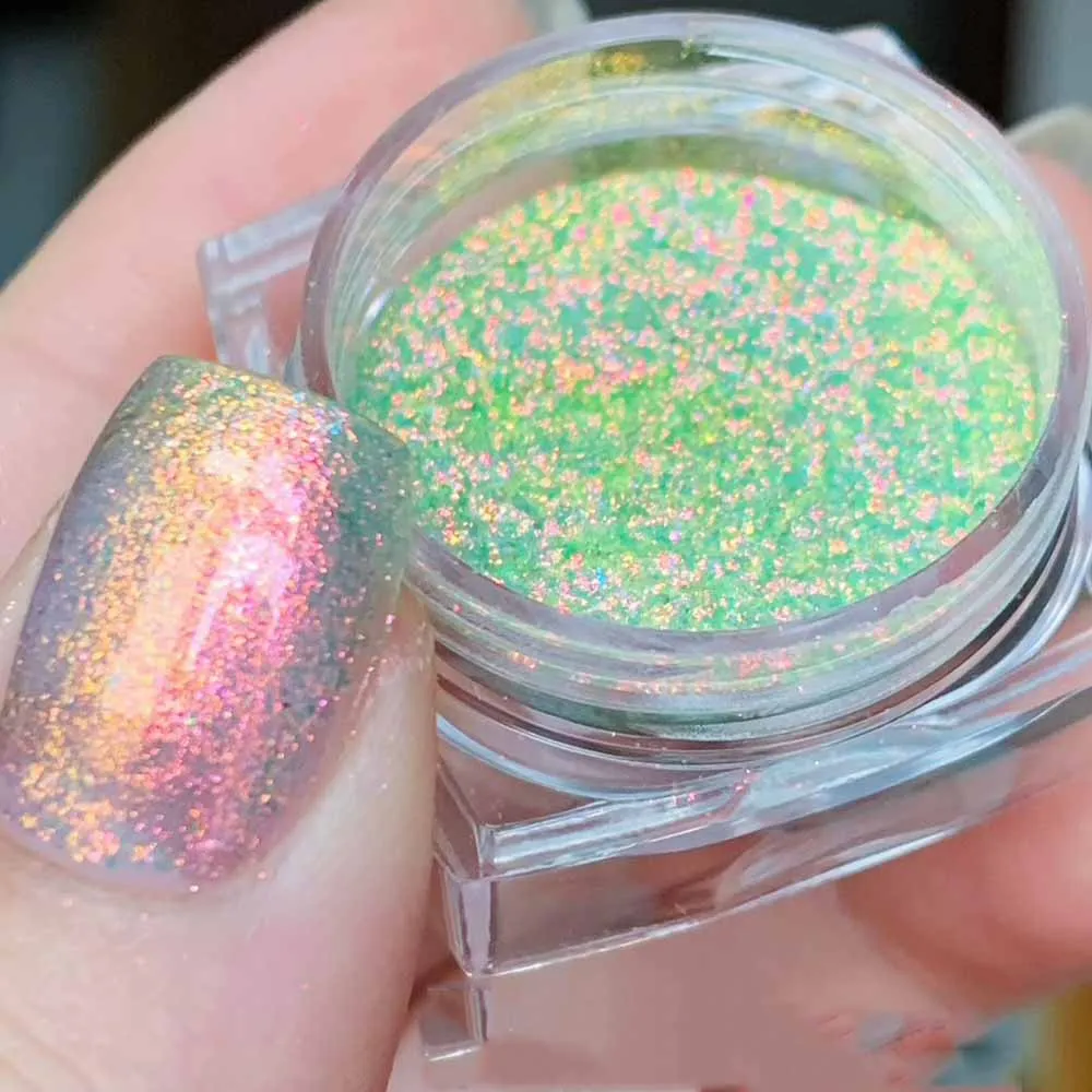 1 scatola di polvere per unghie polarizzata camaleonte cromato opale Aurora sfregamento delle unghie polvere olografica smalto gel UV decorazioni per manicure 0,3 g