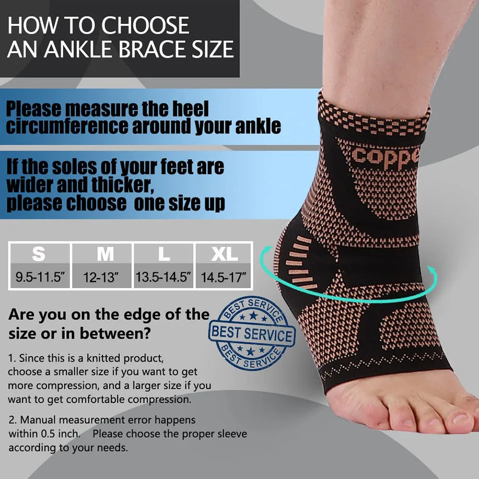 AOLIKES New Copper Ankle Brace, Copper Infused Ankle Support Compression Sleeve for Foot Pain Relief, Sprained Ankle,Recovery