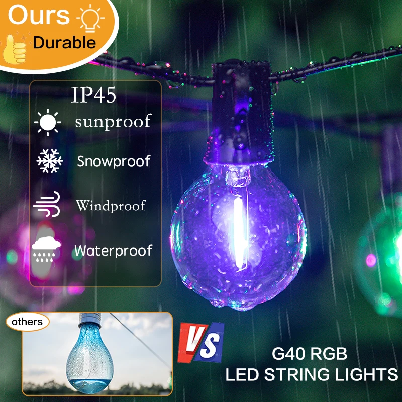 Imagem -04 - Festoon Led Ball String Light Luz de Festa ao ar Livre Lâmpada Decorativa de Guirlanda Rua Pátio e Quintal 110v 220v E12 1w G40