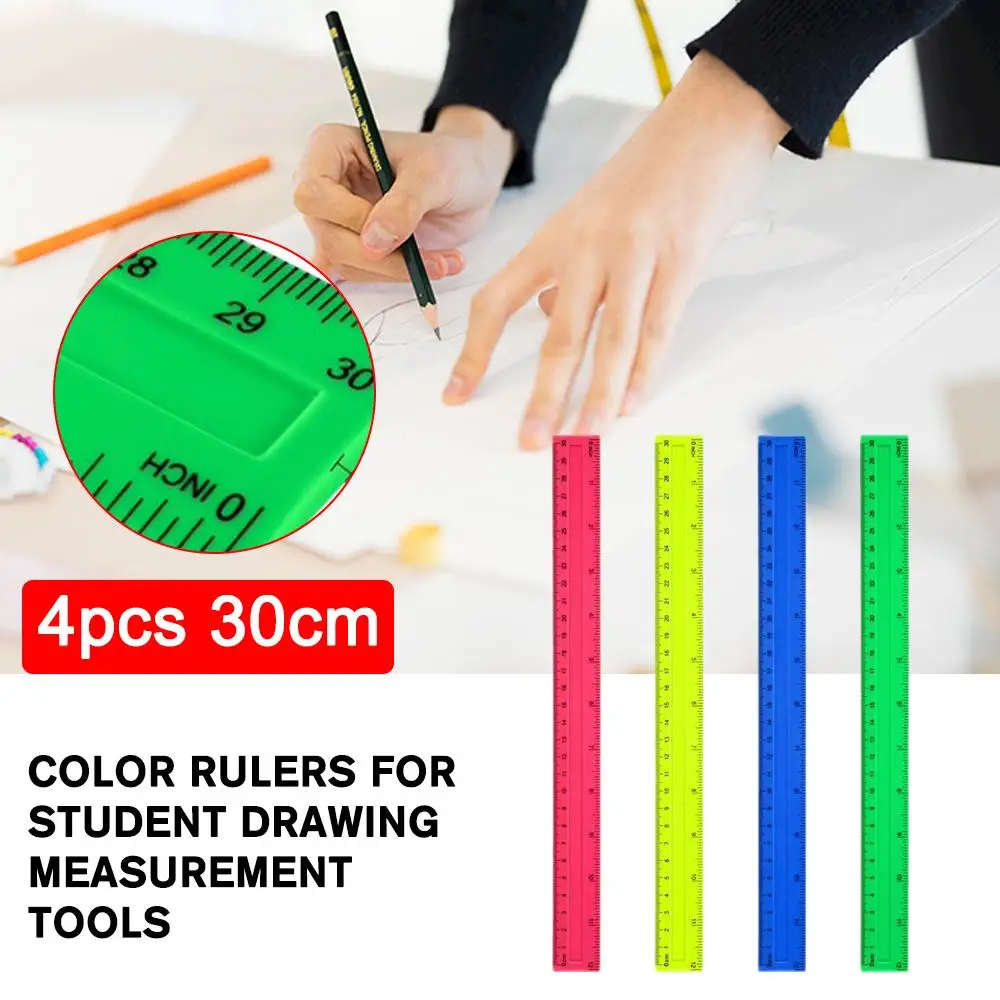 

30CM New Cute Kawaii Study Time Color Folding Ruler DIY Rulers Stationery Students Multifunction Office School Kids Drawing S9P8