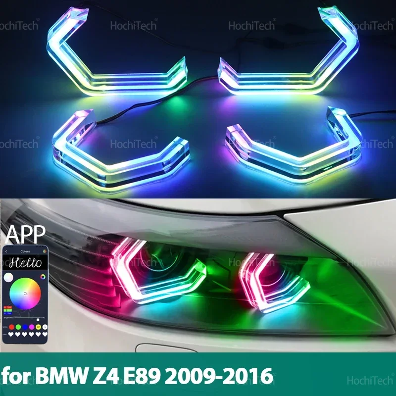 

For BMW Z4 E89 2009-2016 RGB colorful Dynamic light Angel Eyes Rings Led M4 style APP control DRL Turn signal Light