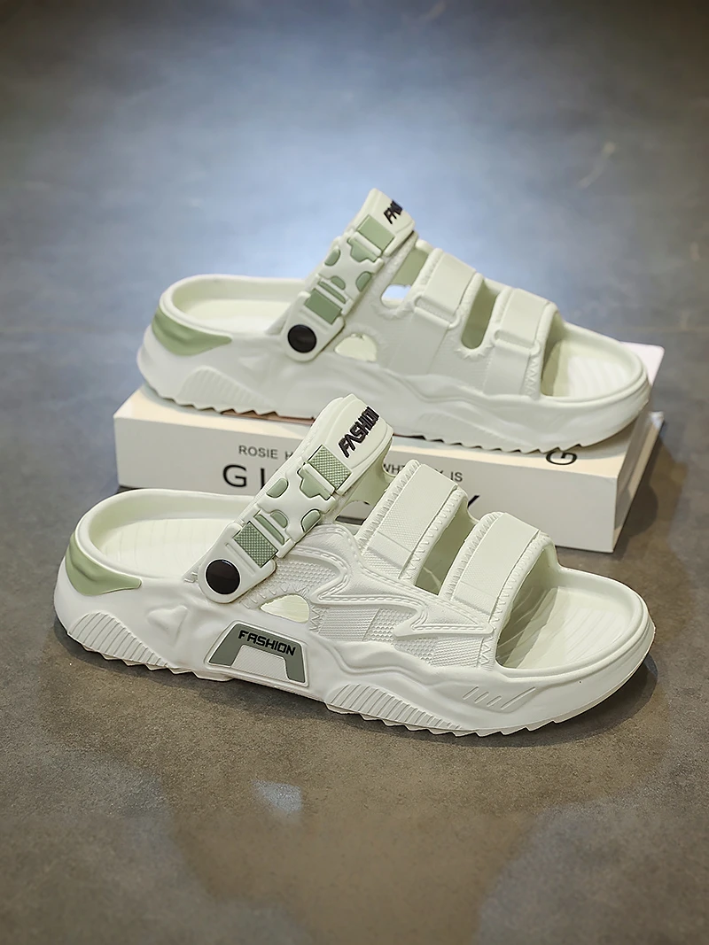 Casual Sporty Men's Slippers Indoor Outdoor Beach Wearable Driving Flip Flops Comfortable EVA Material Flat Heel Summer Shoe