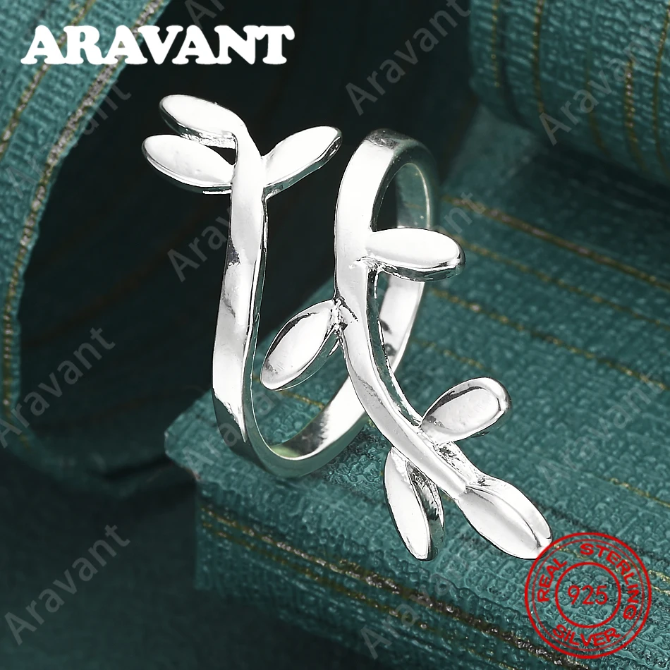 925 Sterling Silver Elegant Plant Leaf Opening Ring For Women, Commuter Accessories, Christmas Gift Jewelry