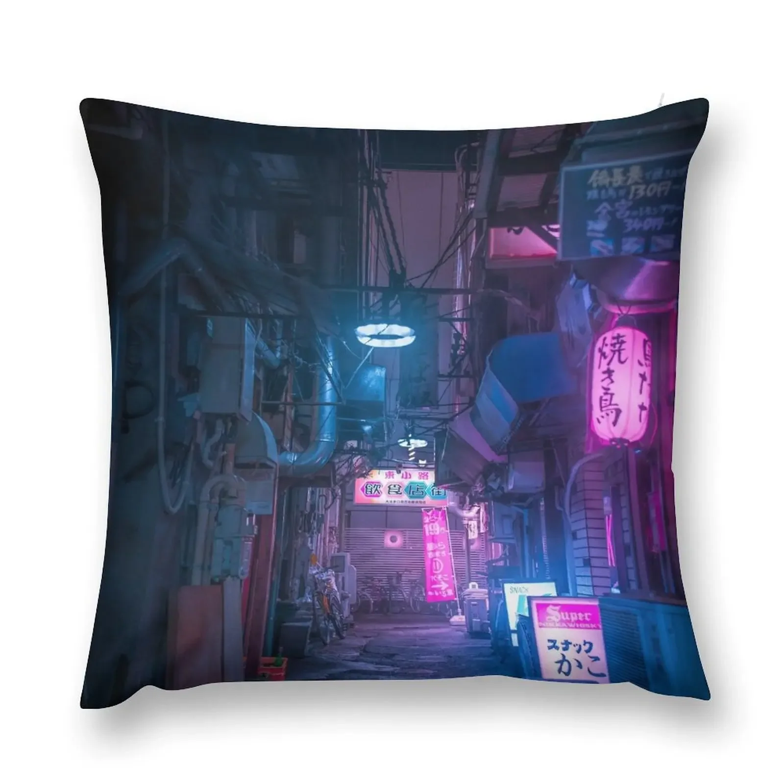 Dark City vibes in Tokyo Throw Pillow covers for pillows Sofa Cushions pillow