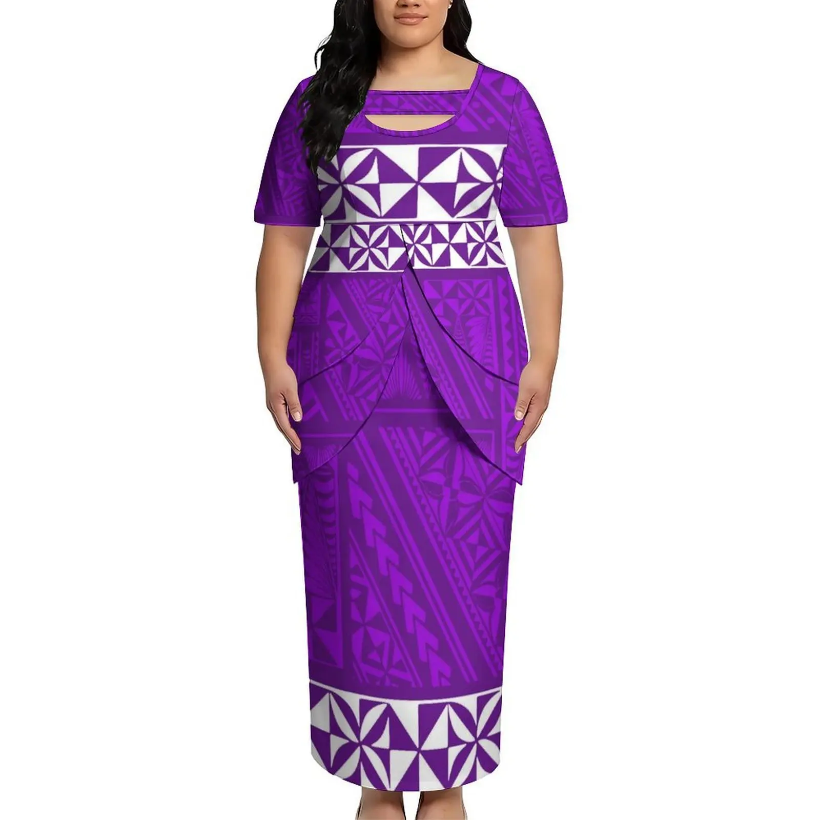 Puletasi New Design Short Sleeved Long Dress Customized Top And Skirt Knee Length Dress Party Top And Skirt Soft Fabrics - Image 2