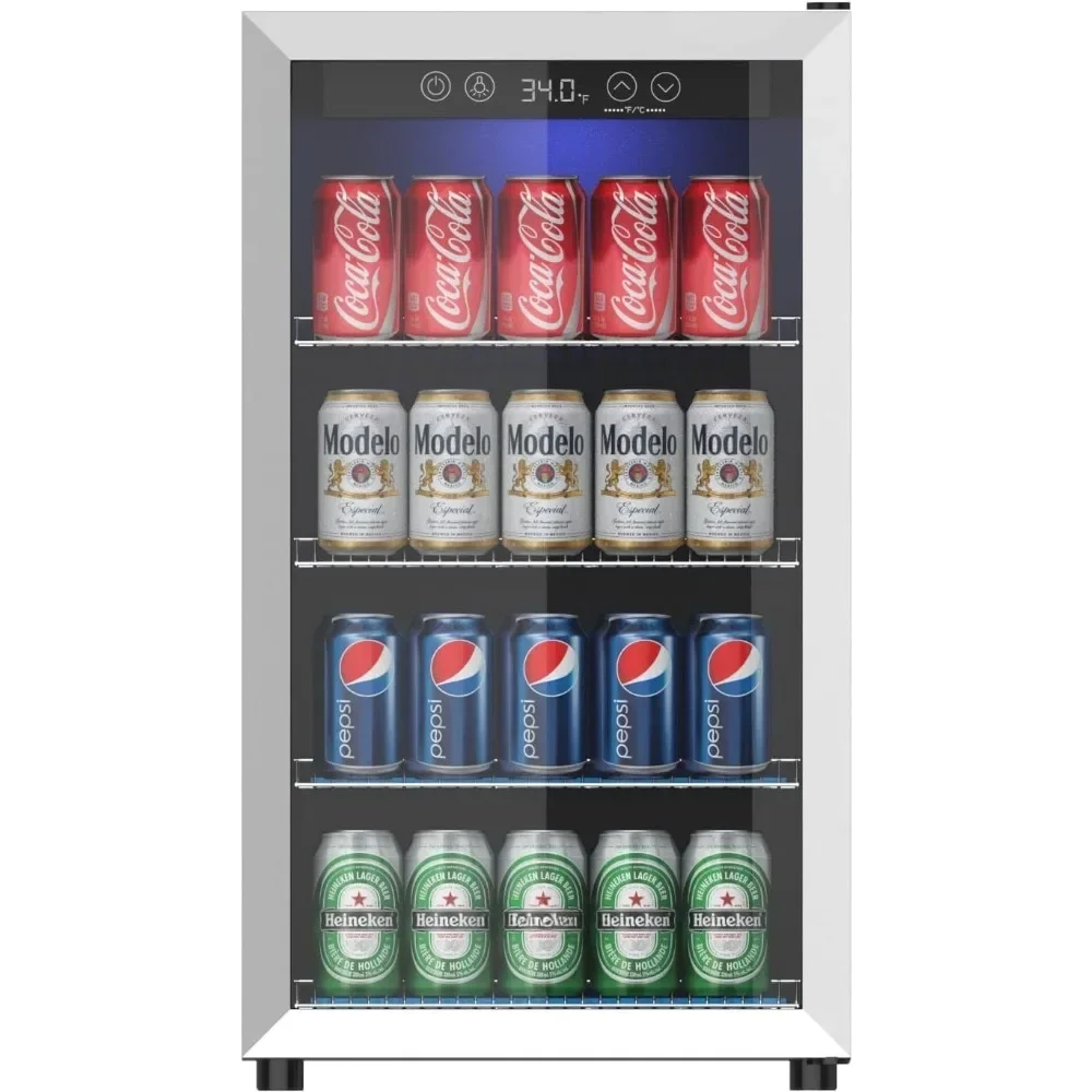 

Beverage Refrigerator and Cooler, Mini Fridge with Glass Door for Soda Beer or Wine for Office or Bar with Adjustable