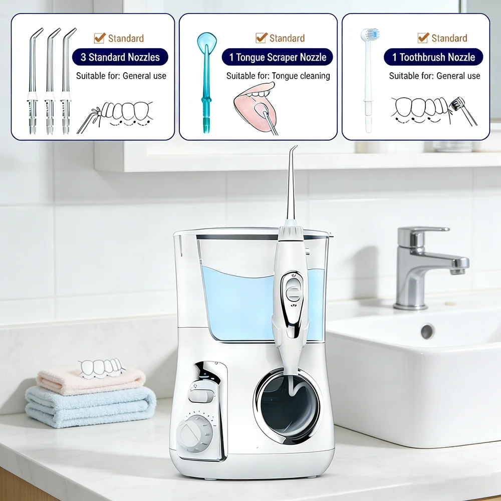 

Электрический ирригатор для полости рта 800 мл, 10 режимов, настольный, профессиональный очиститель зубов для всей семьи