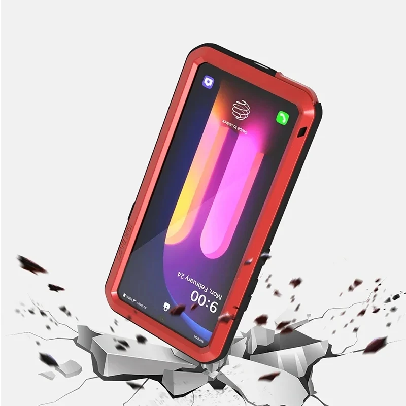 Luxury Love Mei phone case For LG V60 silicone military-grade metal protective case Shock-proof dust protective case