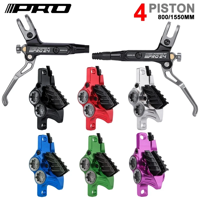 

Iiipro E4 4 Piston Brake Set MTB Bicycle Hydraulic Disc Brake Oil Pressure 800mm Front 1550mm Rear Mountain Bike Disc Brake Set