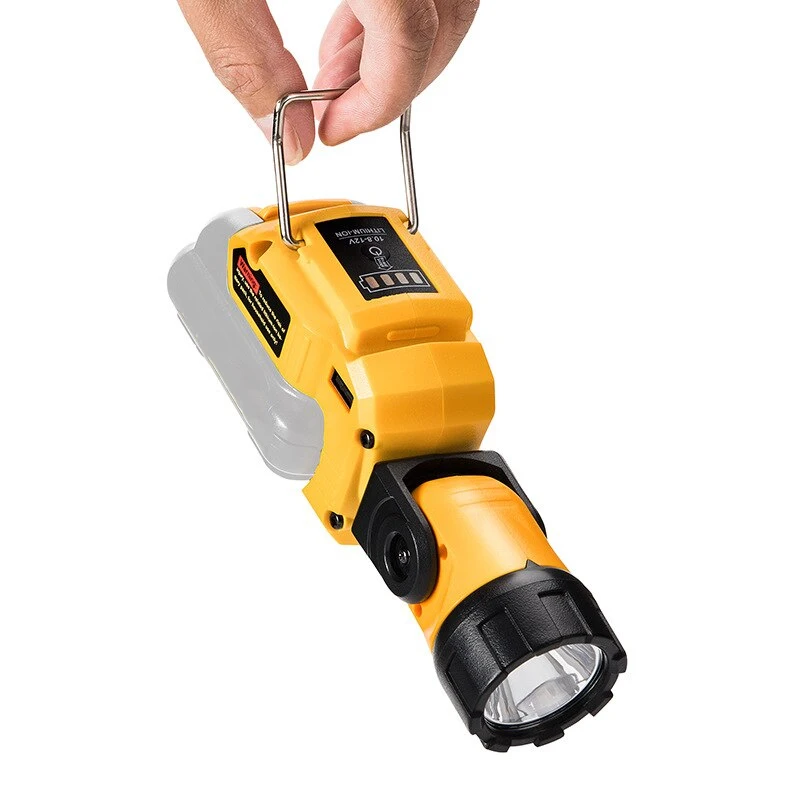 For Dewalt LED Lamp Portable Spotlight LED Work Light Flashlight USB Charger for Dewalt DCB120 10.8V 12V Li-ion Battery Yellow