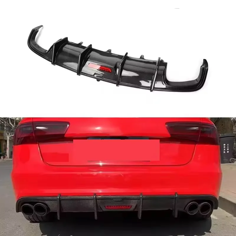 

Factory Car A6 S6 Real Carbon Fiber Rear Bumper Diffuser Splitter Lip with LED Light for Audi A6 C7 S6 2012 2013 2014 2015