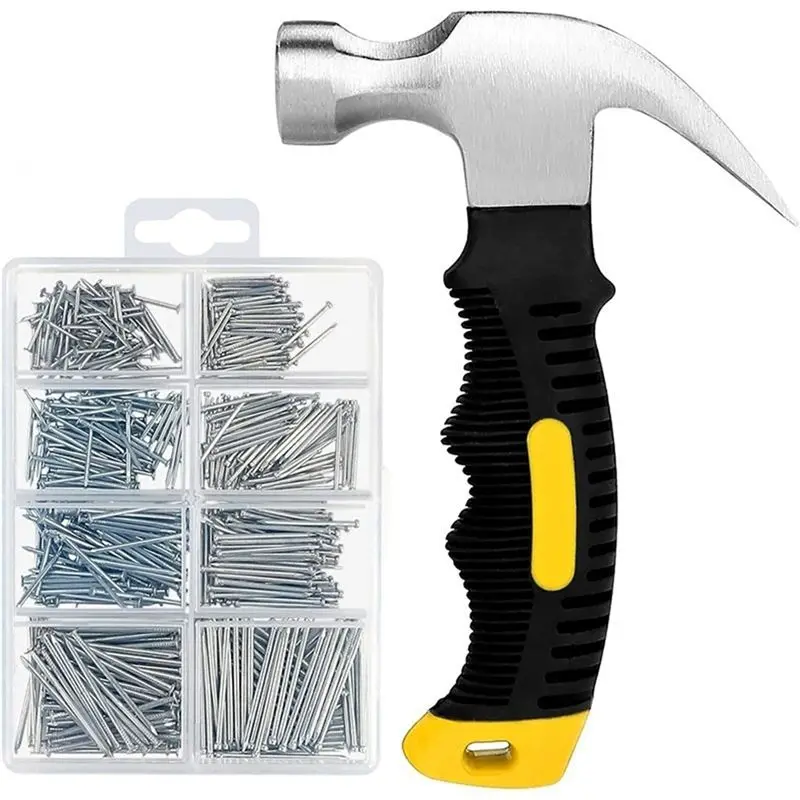 [Superx&KND]601 Pcs Nail Assortment Kit And Small Hammer, Nails For Hanging Pictures, Nails For Wall, Picture Hanging Nails