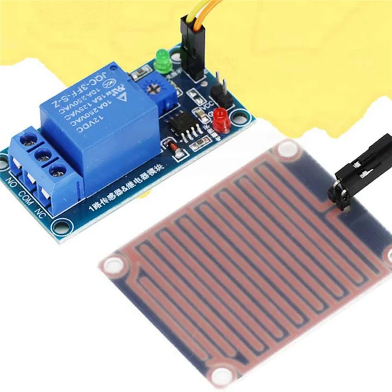 Модуль контроллера ABGI, реле датчика дождя, 12 В, регулируемая чувствительность, мониторинг погоды, капли дождя, датчик влажности листьев растений