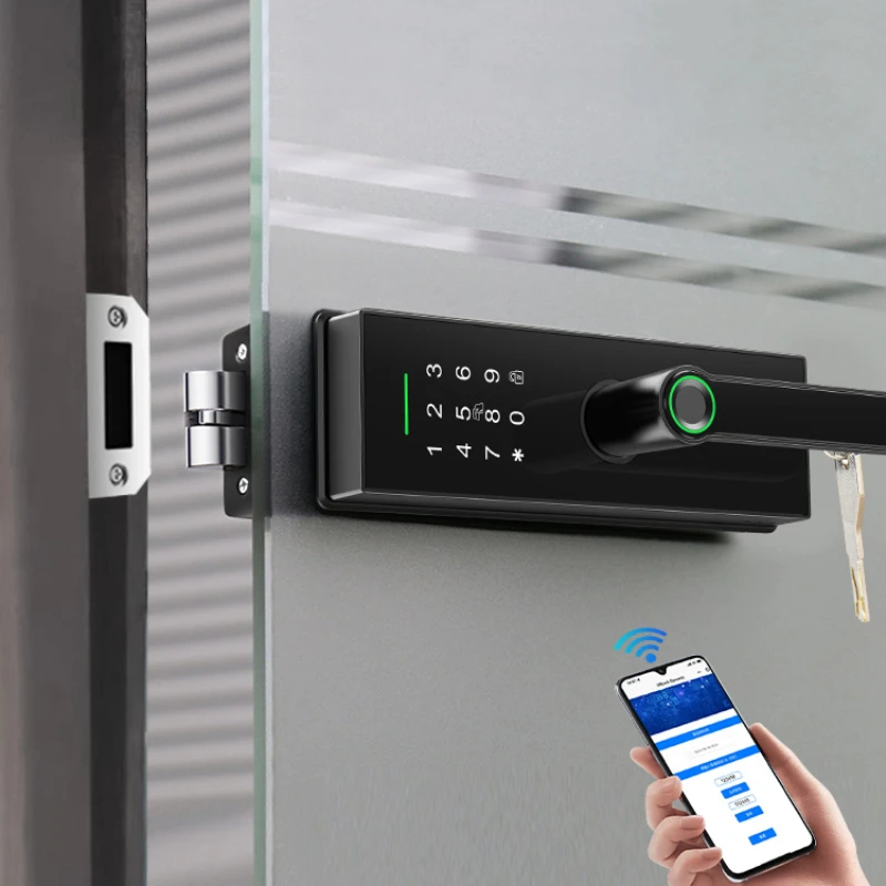 

Glass door password, single door without opening hole, office fingerprint handle, electronic high partition intelligent lock