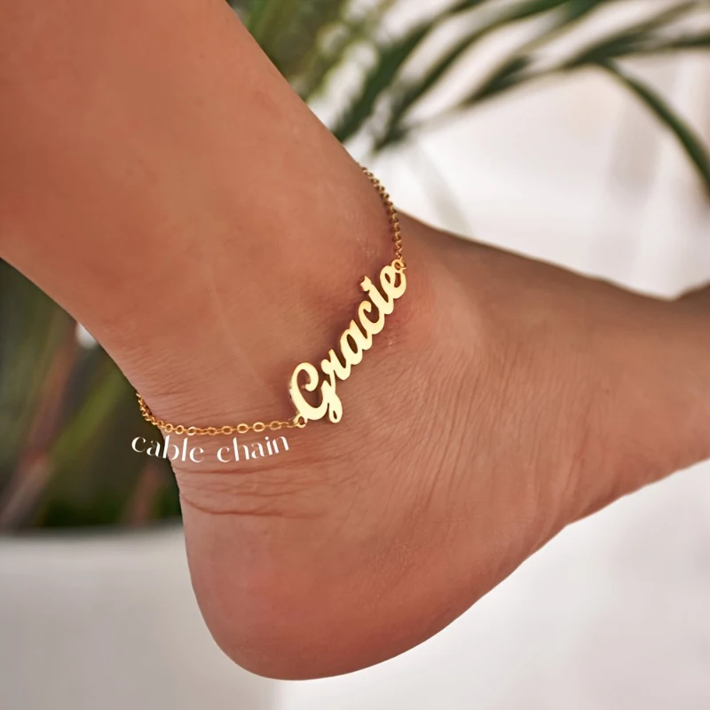 Custom Name Anklet Chain For Women Personalized Stainless Steel Ankle Chain Unique  Bohemian Style Jewelry Gifts For Girlfriend