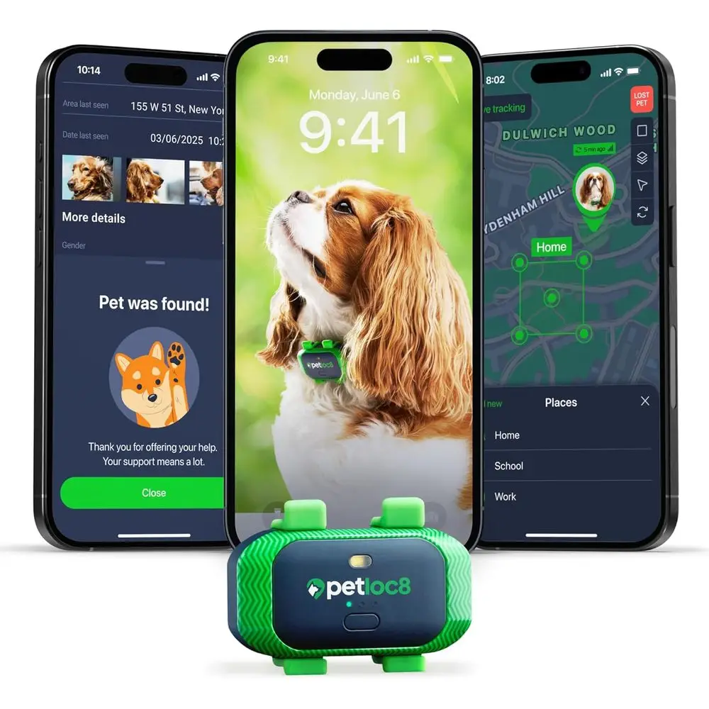 

Dog GPS Tracker - Real-Time Location Tracking Device with App - Smart Alerts & Geo-Fence - Collar-Compatible, Waterproof - Long-