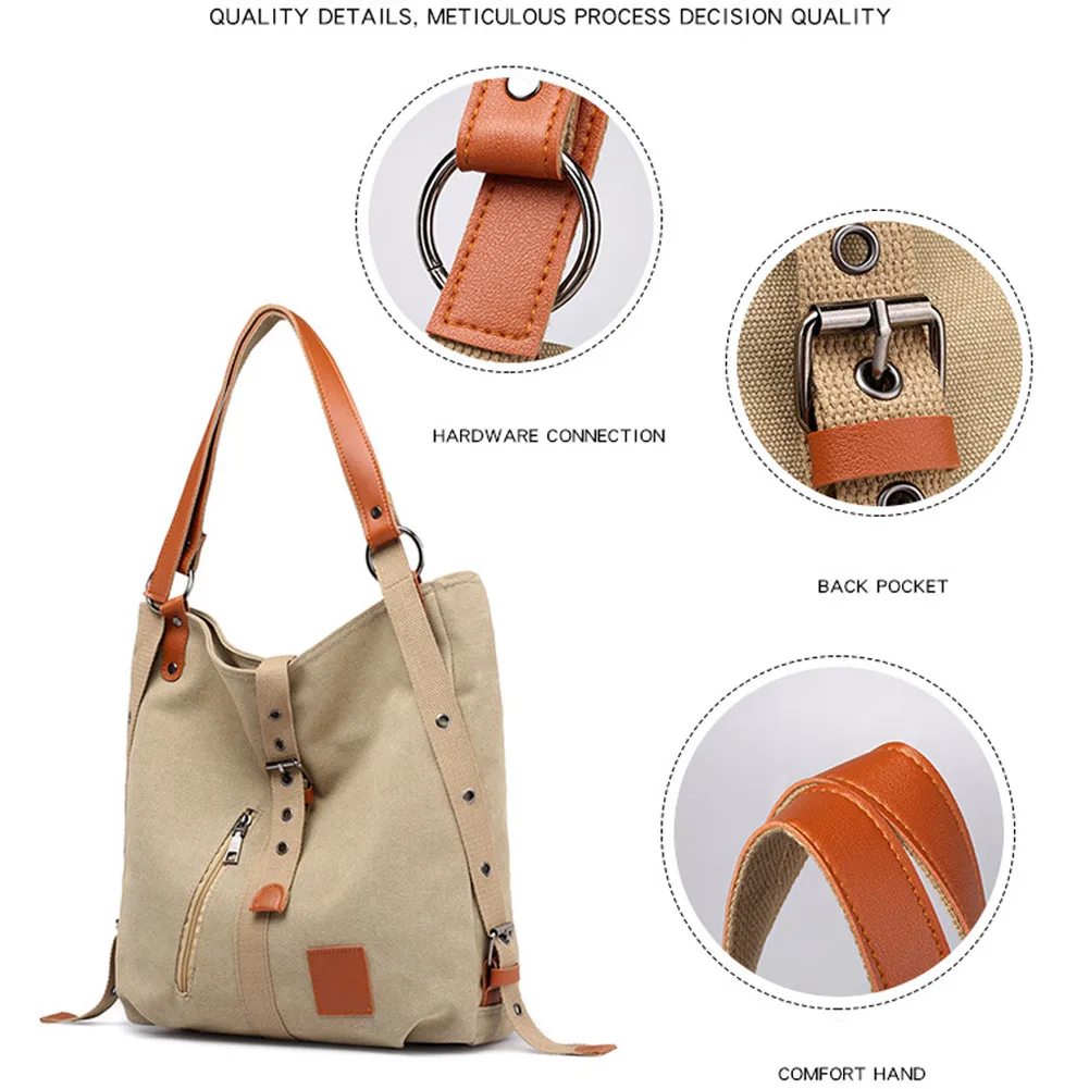 Vintage 2 Way Canvas Totes Bag Large Canvas Duffel Bag Travel Tote Weekend Bags For Women