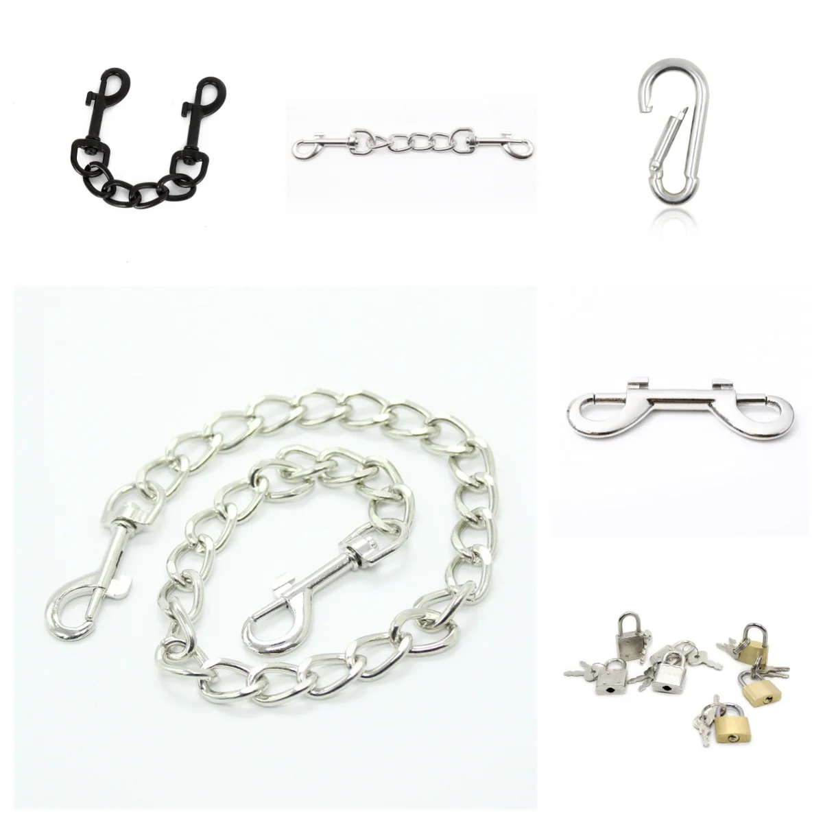 Exotic Bondage Accessories of Metal Slave Carabiner Chain Body Lock for Collar Leader Handcuffs Ankle Restraint Teasing Diy Sex