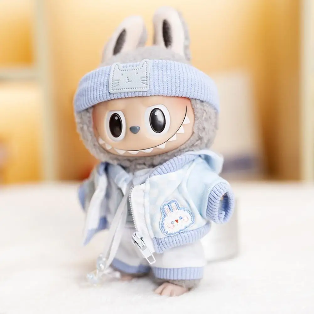 For 17cm Labubu for upset duck outfit Doll Clothes Sports Doll Clothes Color Match Hoodies Dolls Accessories