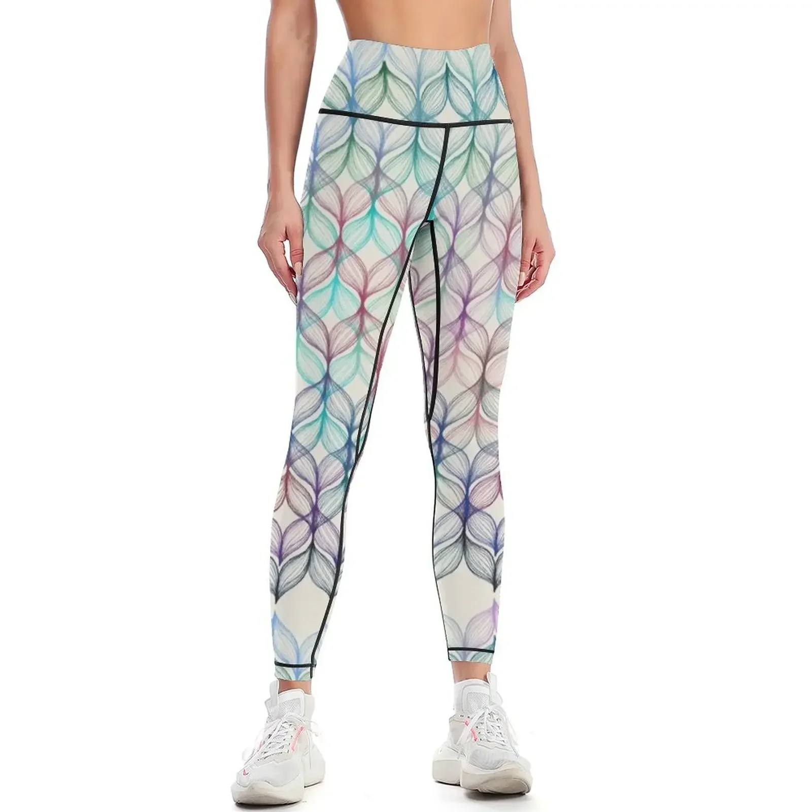 

Mermaid's Braids - a colored pencil pattern Leggings high waist sport set gym's sportswear Women's sports Womens Leggings