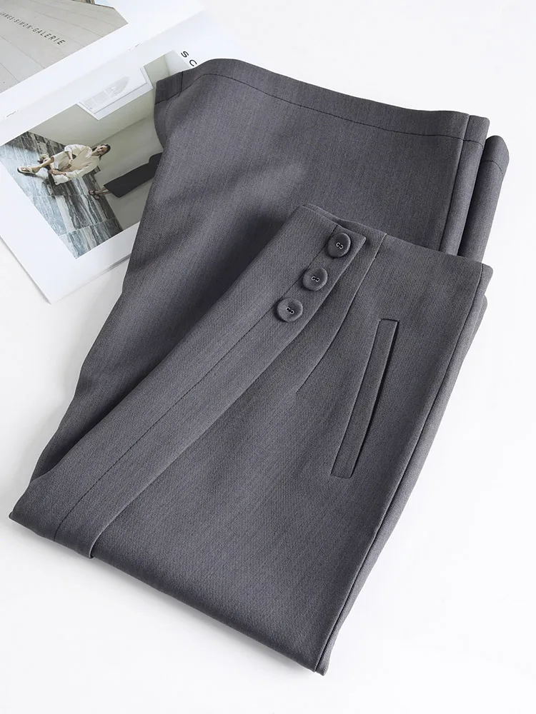 SUCH AS SU Autumn Winter Knitted Asymmetrical Skirt Women Black Gray High Waist Irregular Casual Korean Mid-Long Skirt Female