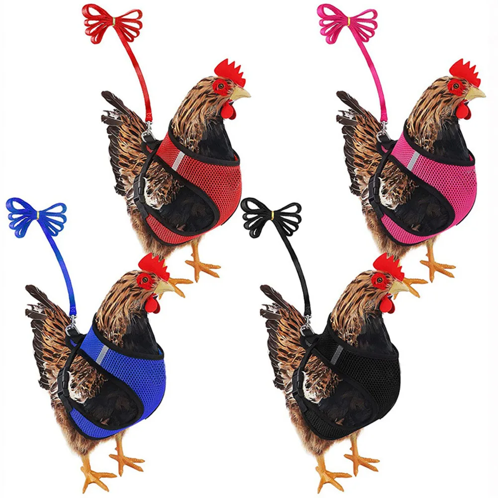 Adjustable Chicken Harness with Leash- Comfortable Hen Vest Breathable Mesh Poultry Vest Harness Duck Goose Hen Small Pets xqmg