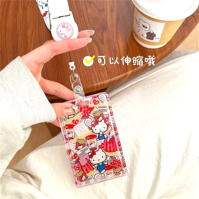 Sanrios Cartoon Tier Kartenhalter Langes Seil Anime Figur Hello Kitty Kuromi My Melody Kartenhüllen Lanyard Ausweis Paket Fall