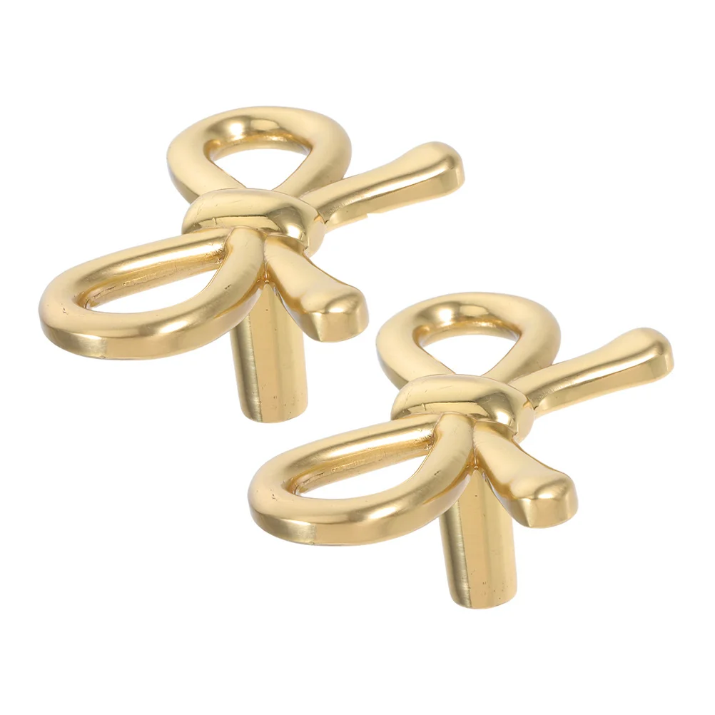 

2Pcs Brass Bow Door Knobs Replacement Hardware for Dresser Drawer Pulls and Kitchen Cabinets Decorative Cabinet Knobs