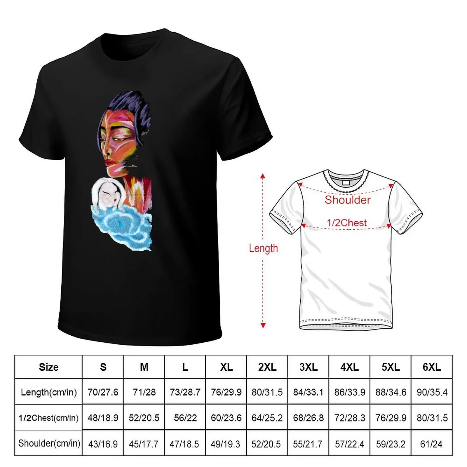 Chang'e: Mythology Inspired Expressionist Portrait T-Shirt summer top street wear Men's clothing