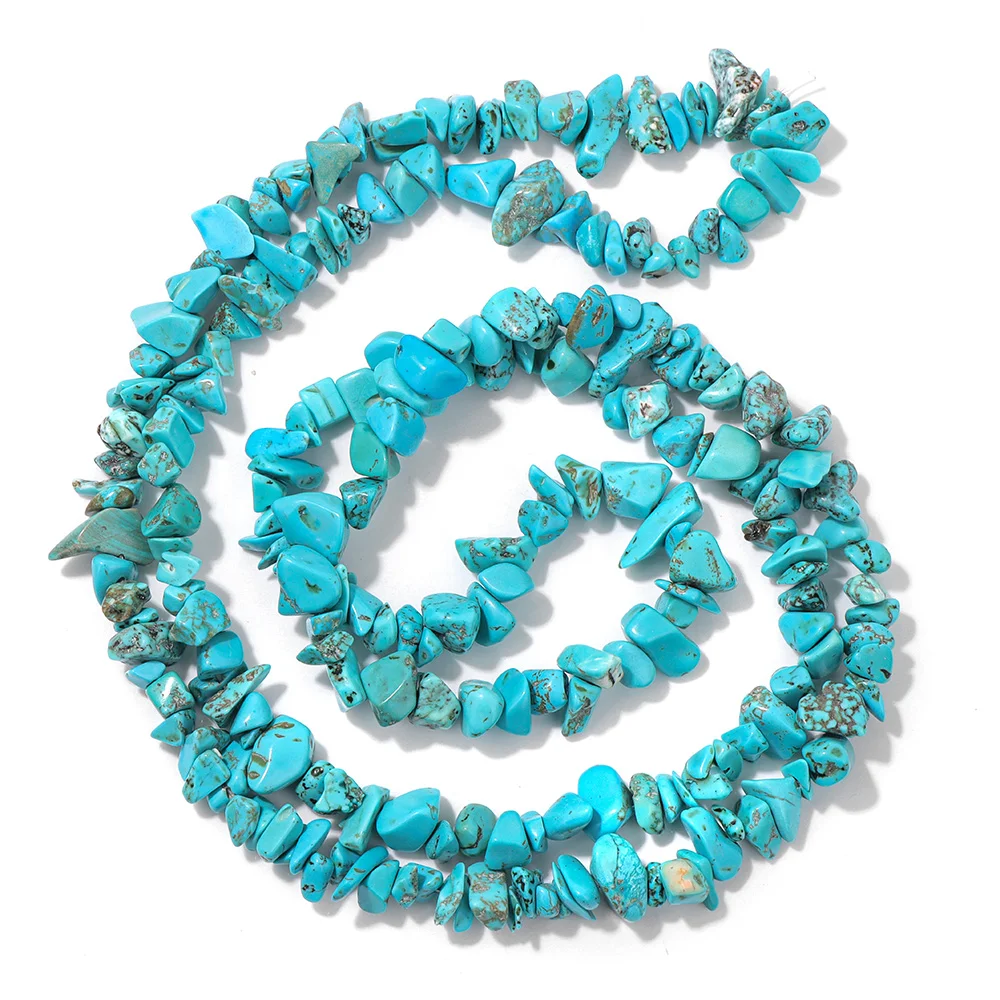 Perles en Pierre Naturelle de Turquoise Bleue, Rondelles Irrégulières, Rondes, Carrées, Lisses, Espacement, pour Accessoires de Bricolage