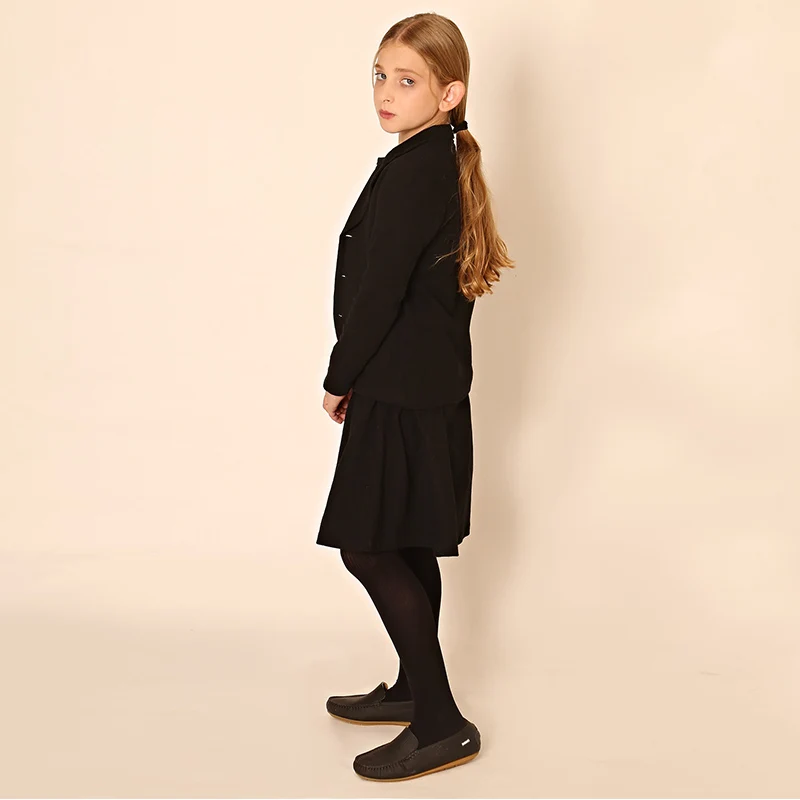 Boy and Girls Blazer Shirt Cardigan Long Sleeves Black Shirt Children Elegant Clothes Cotton V Neck Front Buttons 5-12 Years