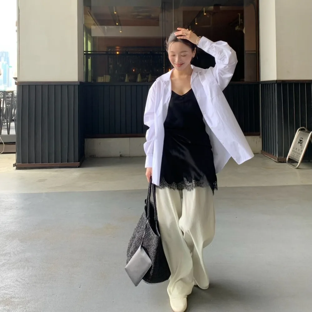 

Classic Oblique Cut Silk Linen Draped Wide-leg Pants Slim Trousers