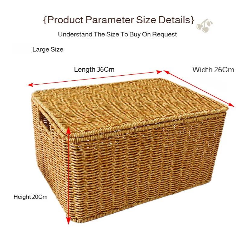 صندوق تخزين منسوج بسعة كبيرة، حامل أشتات منسوج يدويًا متعدد الوظائف مع غطاء، سلال تخزين منزلية، لعبة ملابس منظمة