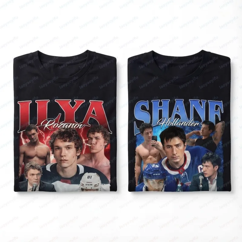 Heated Rivalry Ilya Rozanov Shane Hollander Shirt Vintage Fan Tee Retro Photo Collage T-Shirt Unisex Fan Merch Graphic T Shirts